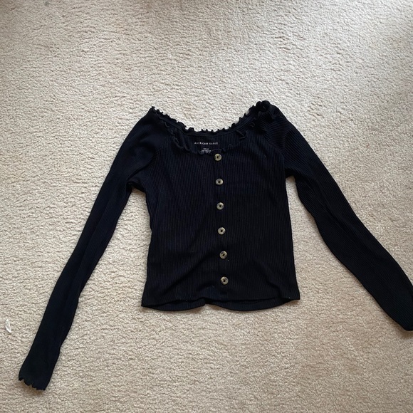 Ribbed Lettuce Trim Top~American Eagle~Size S - Picture 2 of 3